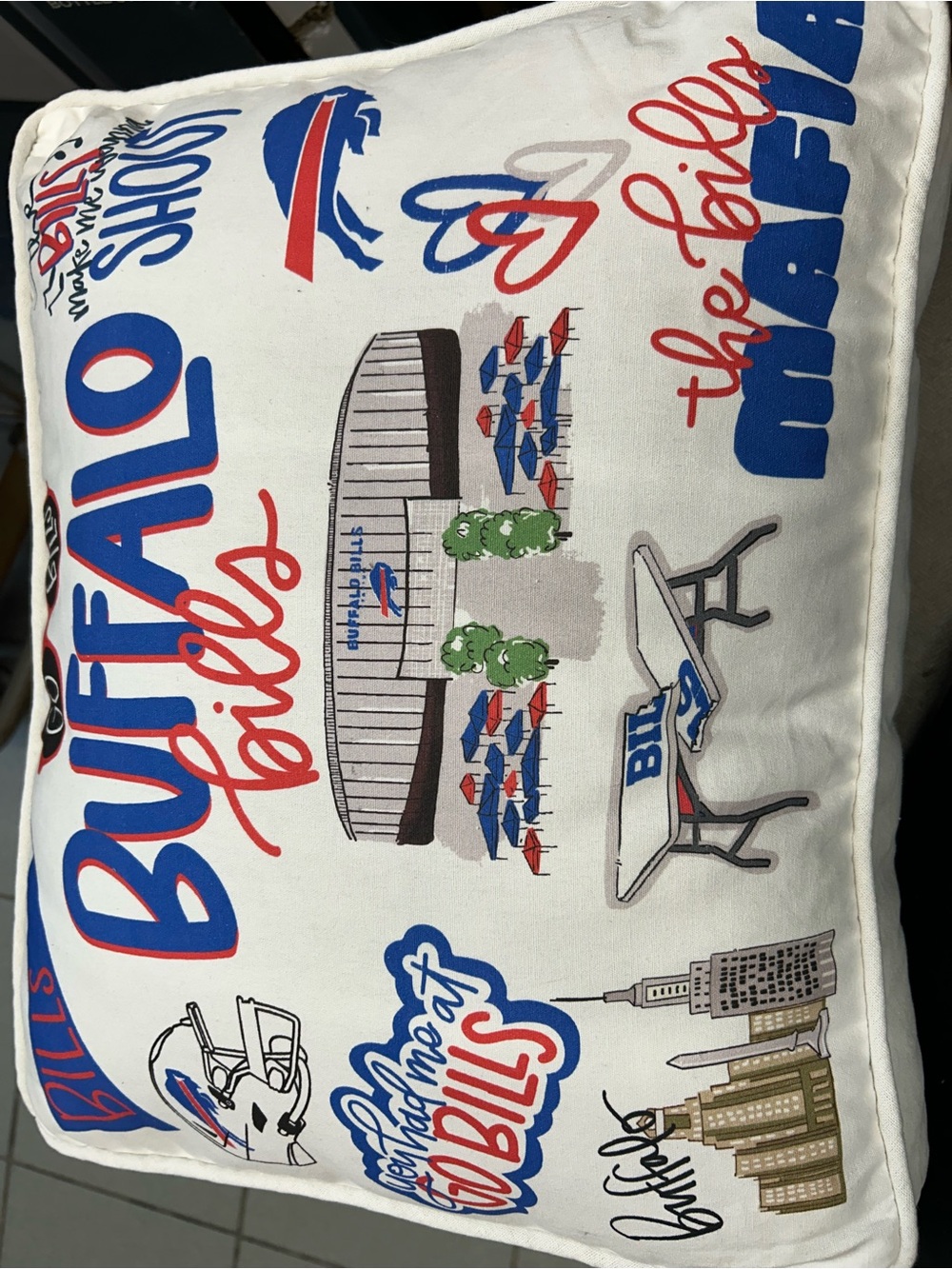 NFL Buffalo Bills White Red and Blue Decorative Pillow new